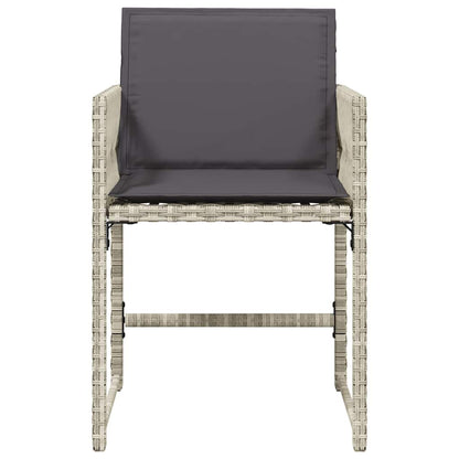 Gartenstühle mit Kissen 4 Stk. Hellgrau Poly Rattan