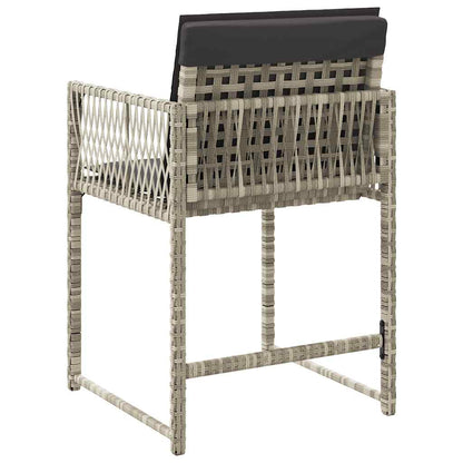 Gartenstühle mit Kissen 4 Stk. Hellgrau Poly Rattan