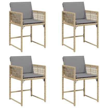 Gartenstühle mit Kissen 4 Stk. Beigemischung Poly Rattan