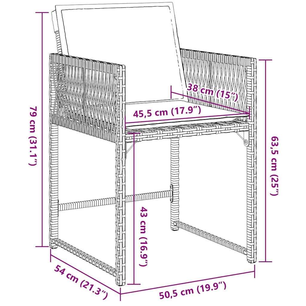 Gartenstühle mit Kissen 4 Stk. Beigemischung Poly Rattan