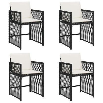 Gartenstühle mit Kissen 4 Stk. Schwarz Poly Rattan