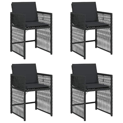Gartenstühle mit Kissen 4 Stk. Schwarz Poly Rattan