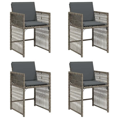 Gartenstühle mit Kissen 4 Stk. Grau Poly Rattan