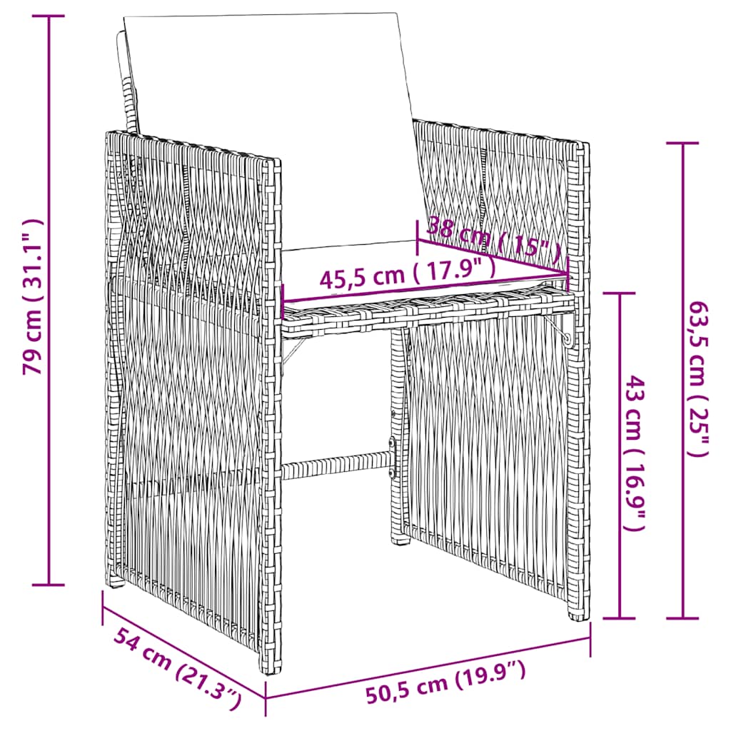 Gartenstühle mit Kissen 4 Stk. Grau Poly Rattan