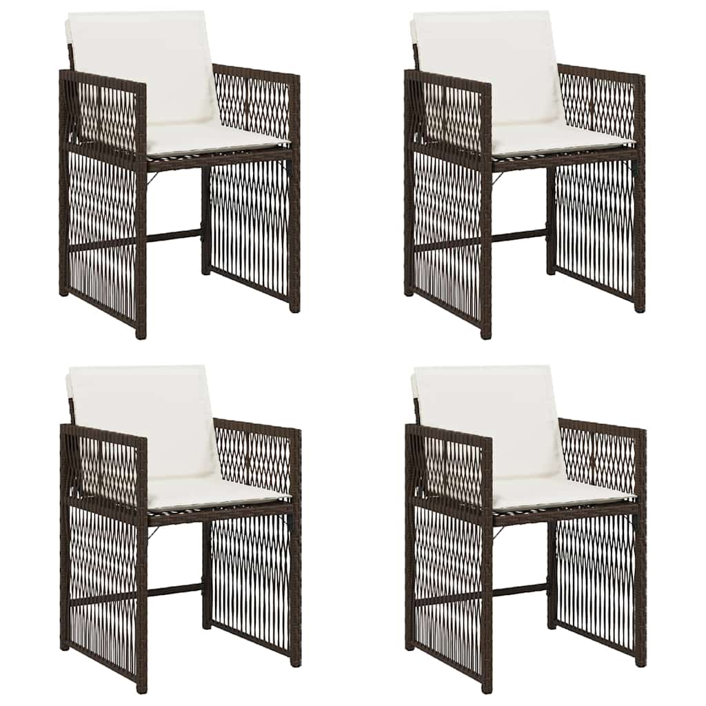 Gartenstühle mit Kissen 4 Stk. Braun Poly Rattan