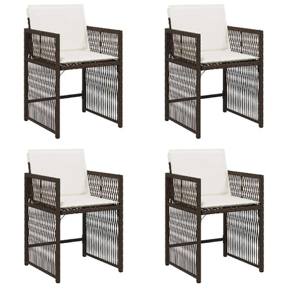 Gartenstühle mit Kissen 4 Stk. Braun Poly Rattan
