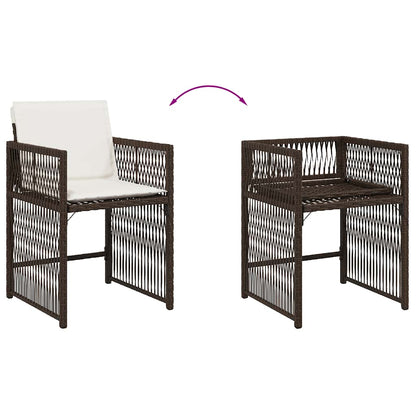 Gartenstühle mit Kissen 4 Stk. Braun Poly Rattan
