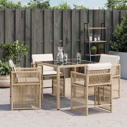 Gartenstühle mit Kissen 4 Stk. Beige Poly Rattan