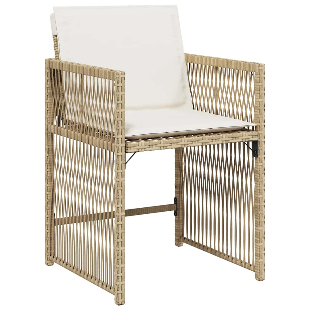 Gartenstühle mit Kissen 4 Stk. Beige Poly Rattan