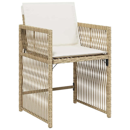 Gartenstühle mit Kissen 4 Stk. Beige Poly Rattan