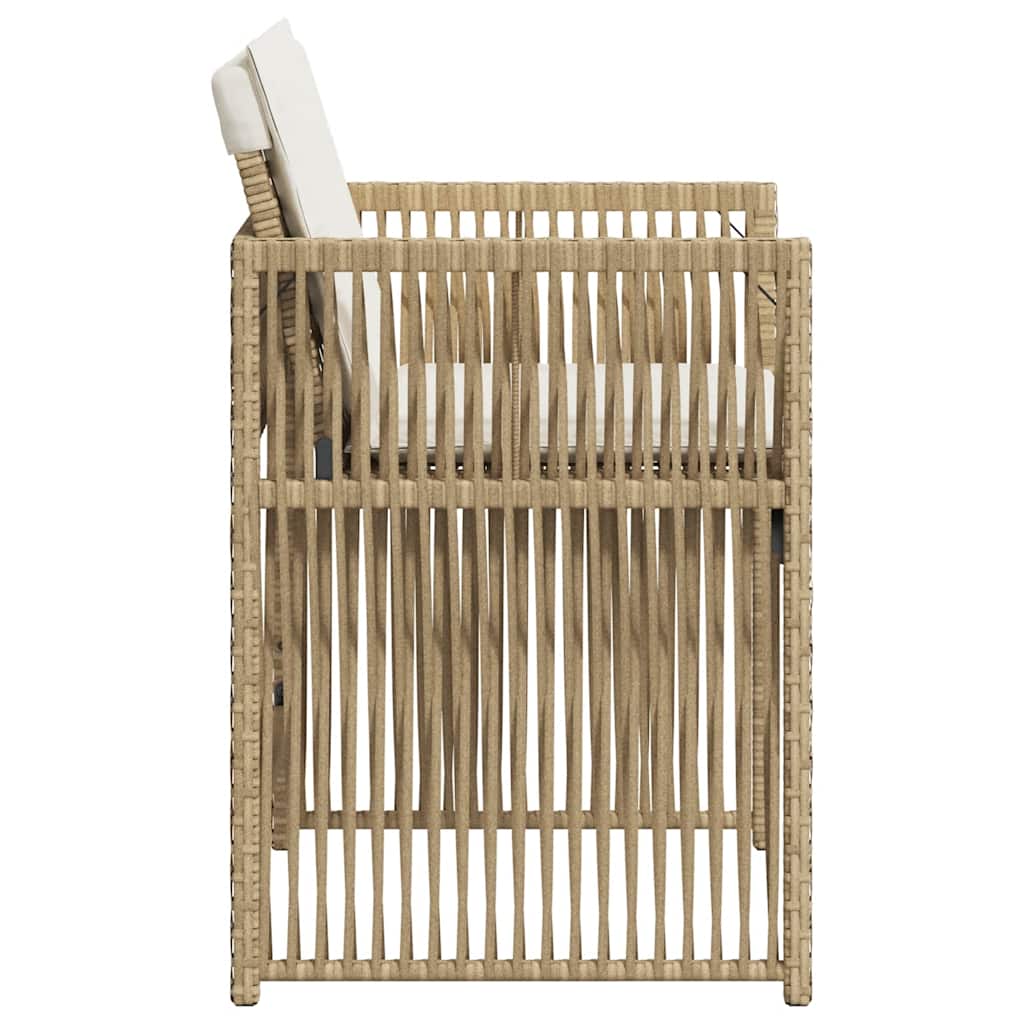 Gartenstühle mit Kissen 4 Stk. Beige Poly Rattan