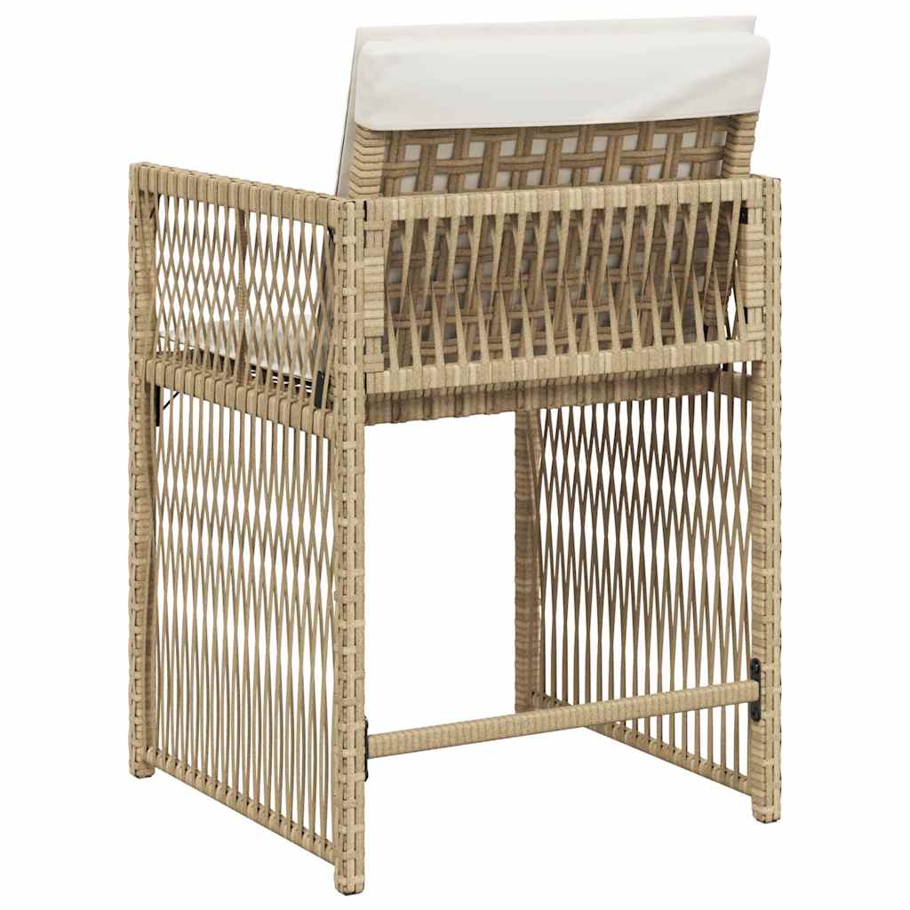 Gartenstühle mit Kissen 4 Stk. Beige Poly Rattan
