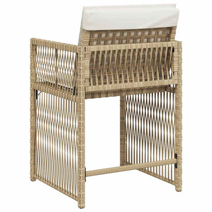 Gartenstühle mit Kissen 4 Stk. Beige Poly Rattan
