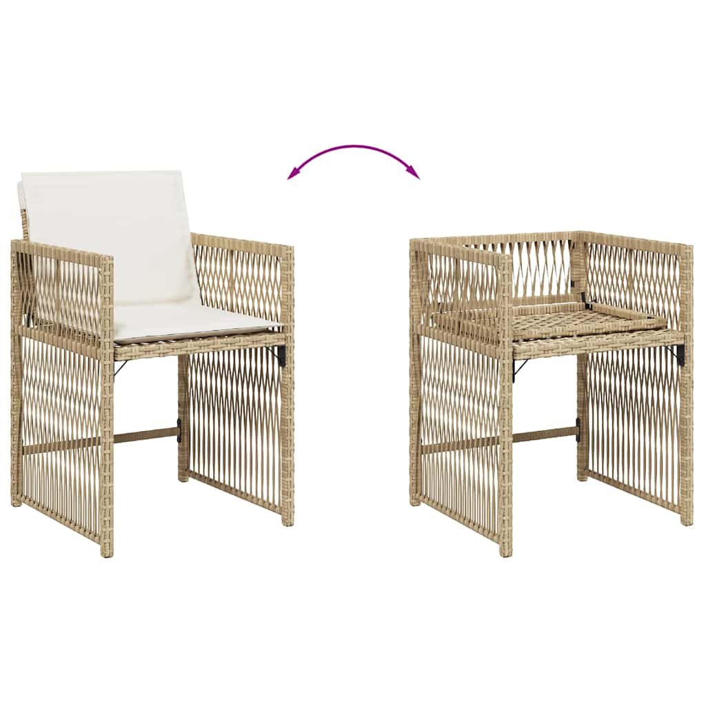 Gartenstühle mit Kissen 4 Stk. Beige Poly Rattan