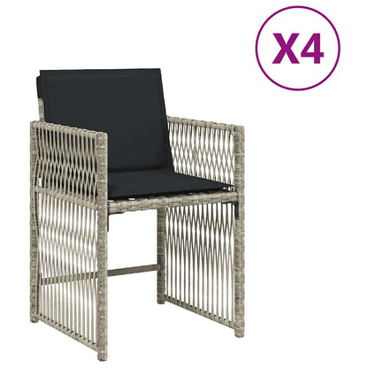 Gartenstühle mit Kissen 4 Stk. Hellgrau Poly Rattan