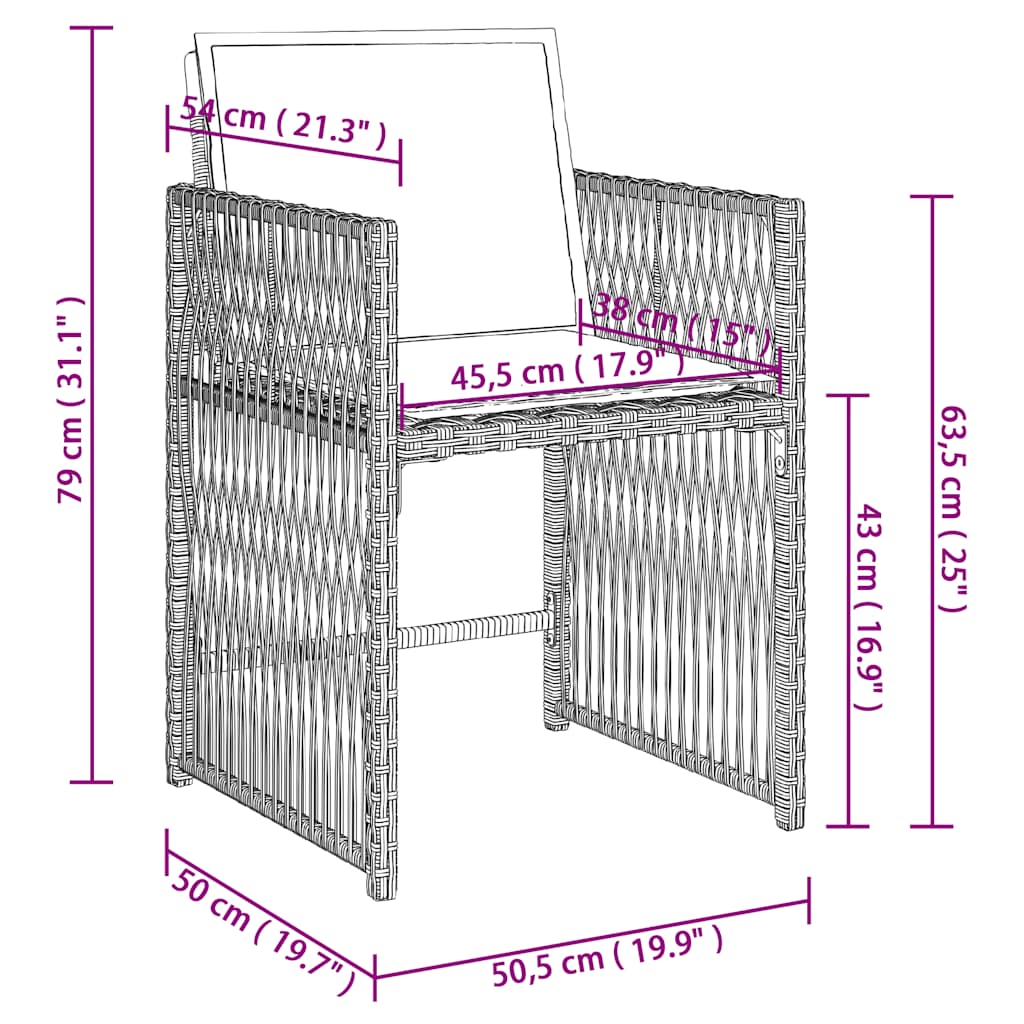Gartenstühle mit Kissen 4 Stk. Hellgrau Poly Rattan
