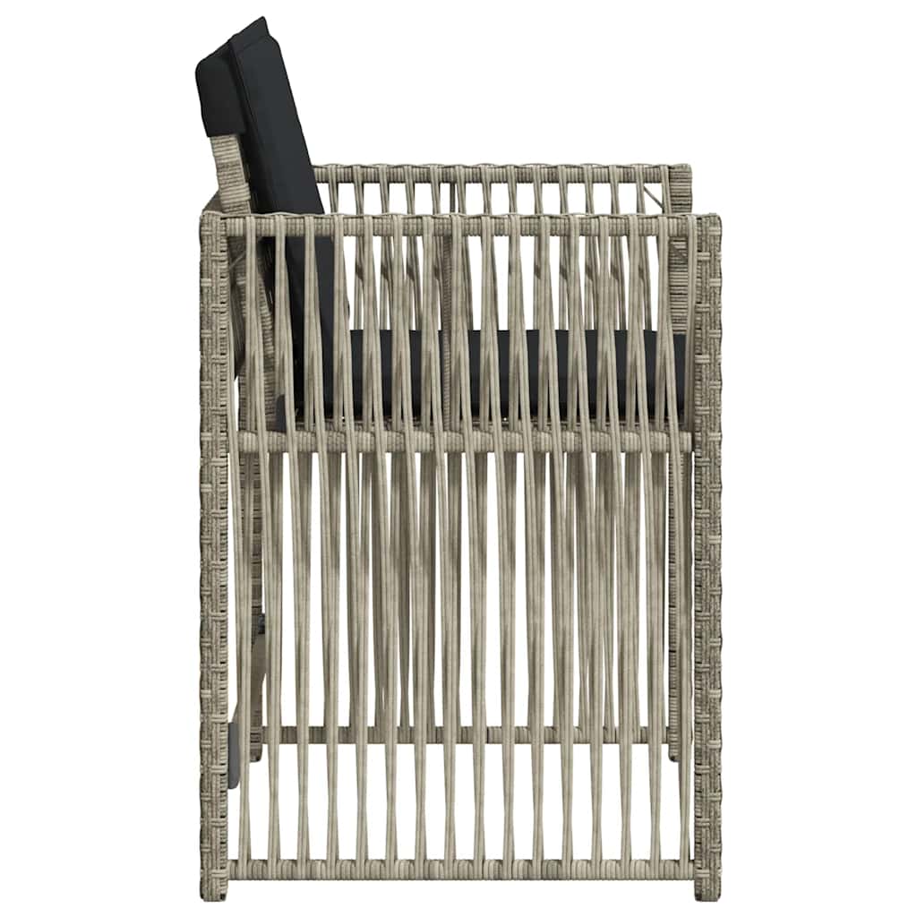 Gartenstühle mit Kissen 4 Stk. Hellgrau Poly Rattan