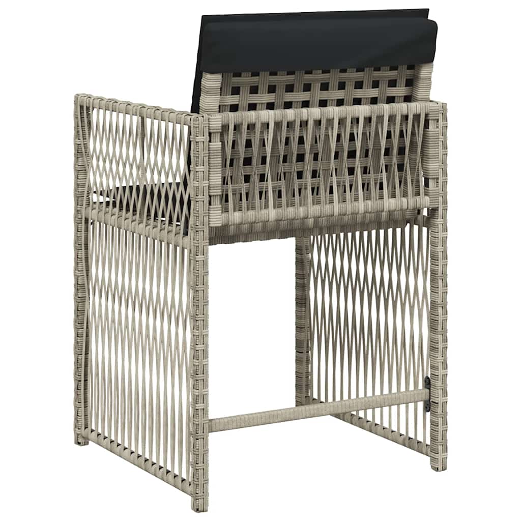 Gartenstühle mit Kissen 4 Stk. Hellgrau Poly Rattan