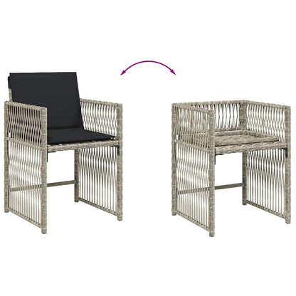 Gartenstühle mit Kissen 4 Stk. Hellgrau Poly Rattan