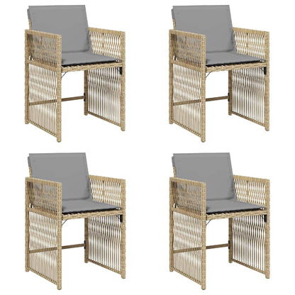 Gartenstühle mit Kissen 4 Stk. Beigemischung Poly Rattan