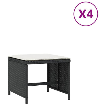 Gartenhocker mit Kissen 4 Stk. Schwarz 41x41x36 cm Poly Rattan