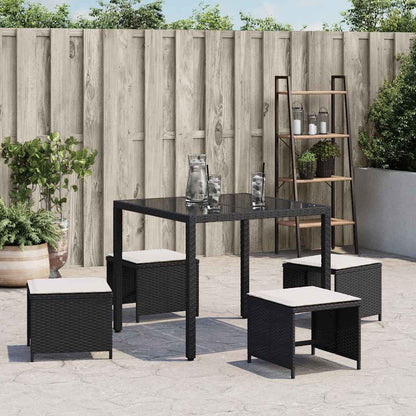 Gartenhocker mit Kissen 4 Stk. Schwarz 41x41x36 cm Poly Rattan