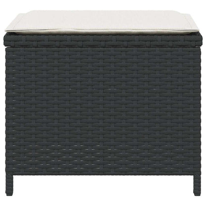 Gartenhocker mit Kissen 4 Stk. Schwarz 41x41x36 cm Poly Rattan