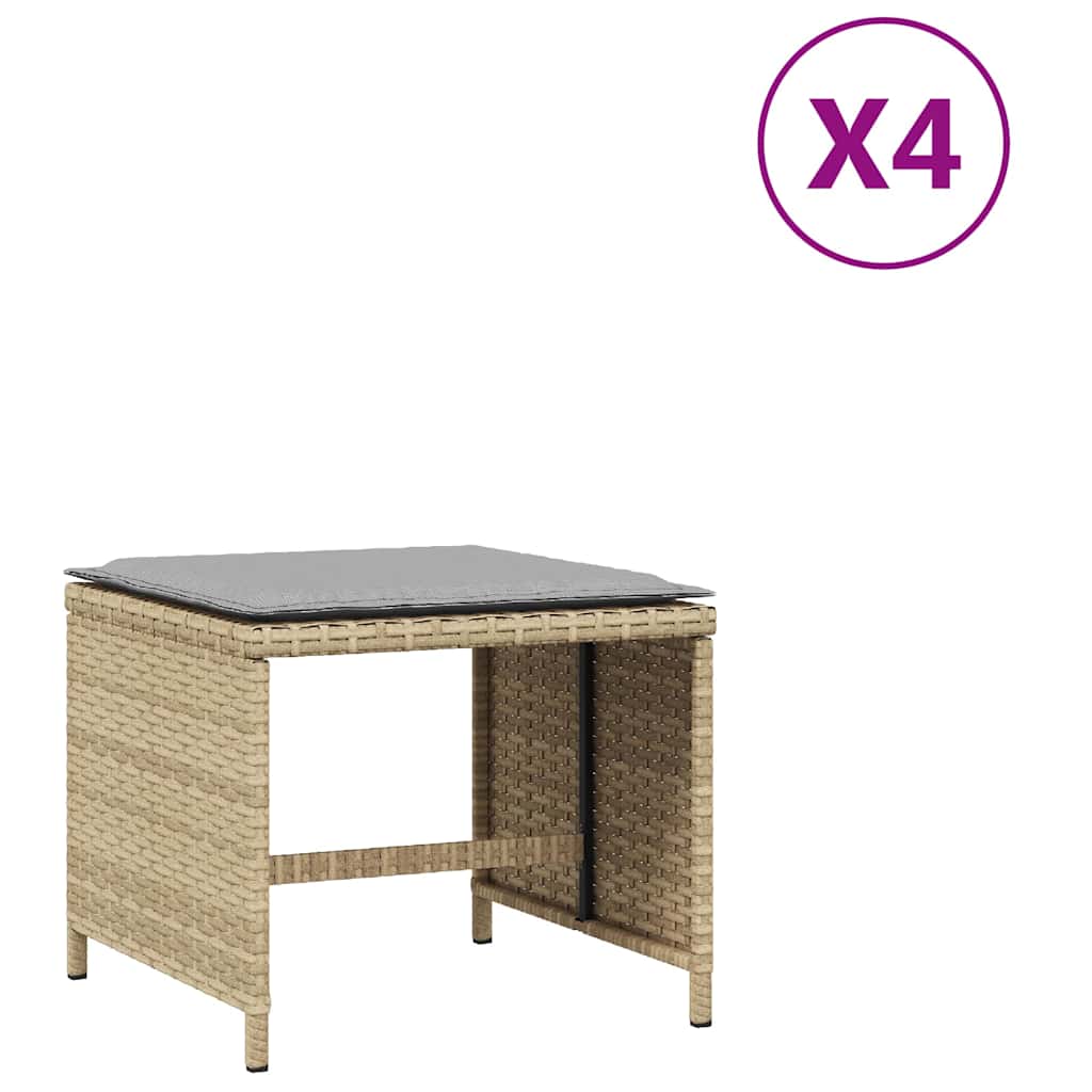 Gartenhocker Kissen 4Stk. Beige-Mix 41x41x36 cm Poly Rattan