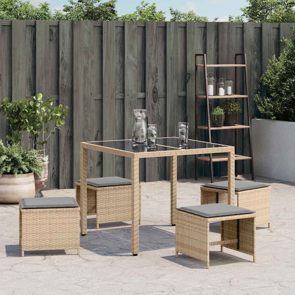 Gartenhocker Kissen 4Stk. Beige-Mix 41x41x36 cm Poly Rattan