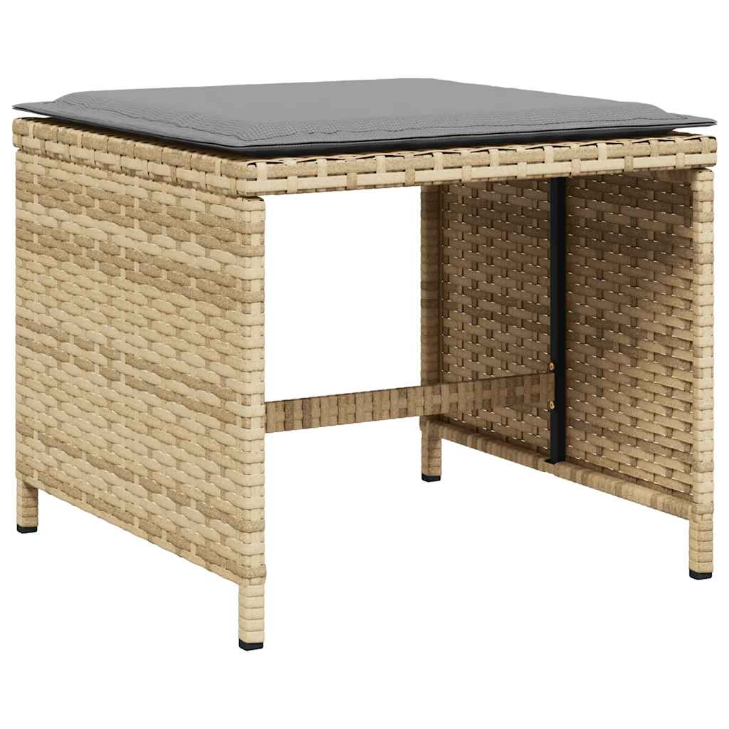 Gartenhocker Kissen 4Stk. Beige-Mix 41x41x36 cm Poly Rattan