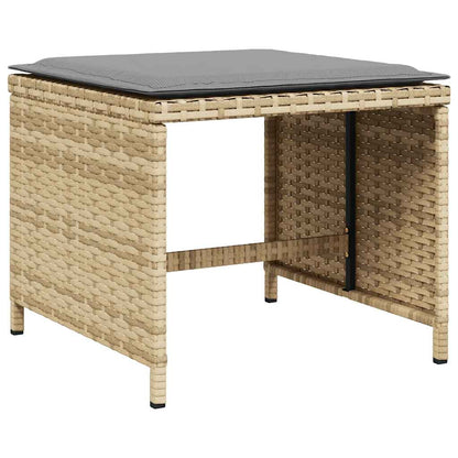 Gartenhocker Kissen 4Stk. Beige-Mix 41x41x36 cm Poly Rattan