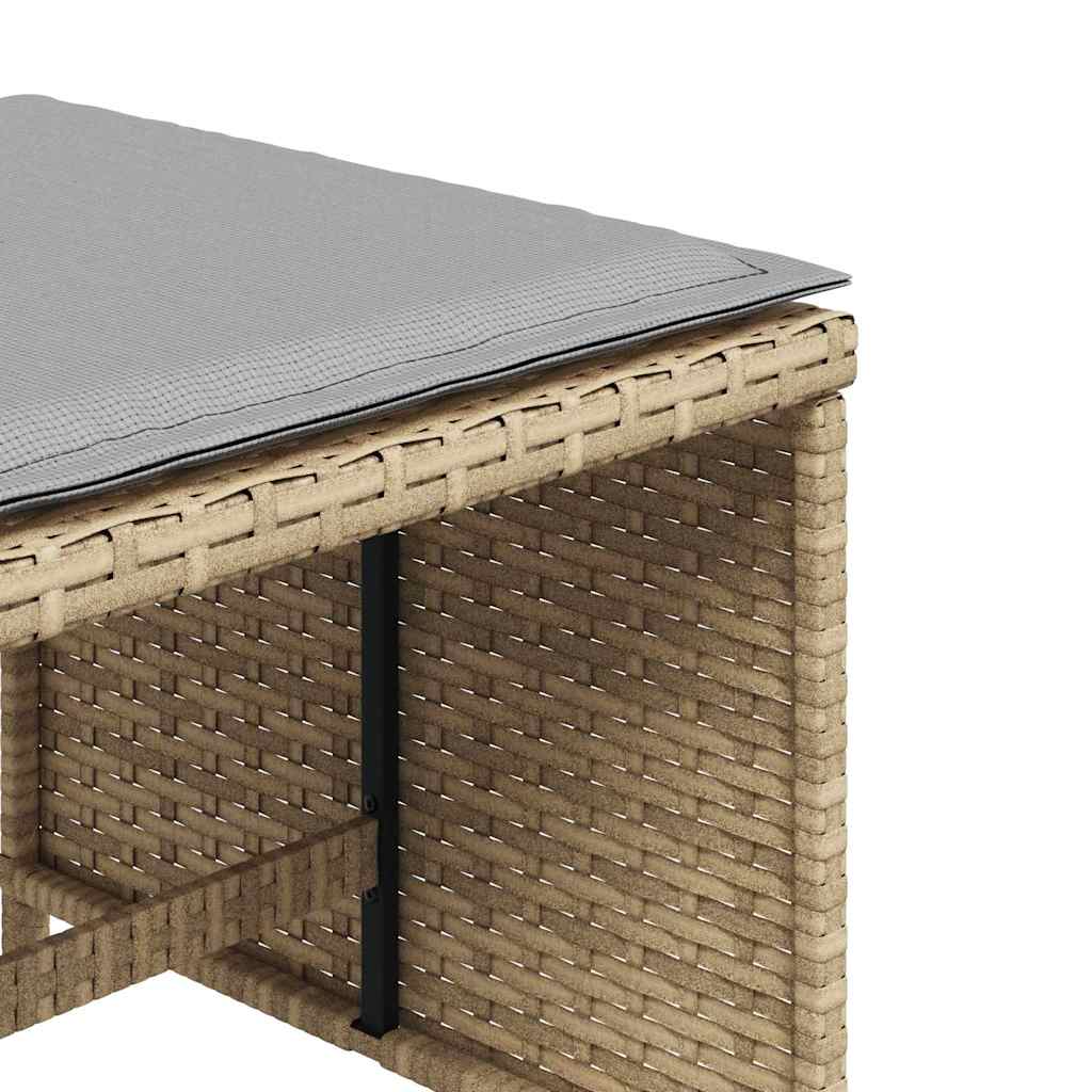 Gartenhocker Kissen 4Stk. Beige-Mix 41x41x36 cm Poly Rattan