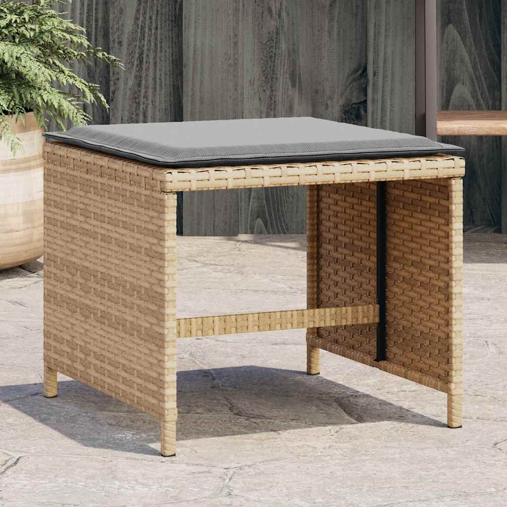 Gartenhocker Kissen 4Stk. Beige-Mix 41x41x36 cm Poly Rattan