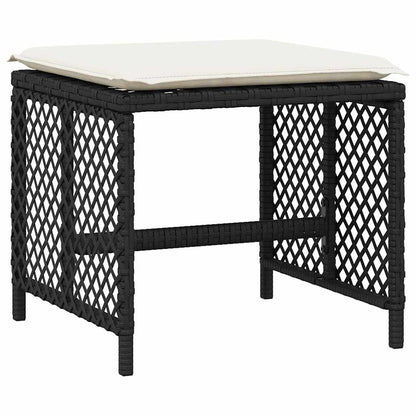 Gartenhocker mit Kissen 4 Stk. Schwarz 41x41x36 cm Poly Rattan