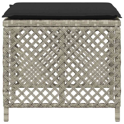 Gartenhocker mit Kissen 4 Stk. Hellgrau 41x41x36 cm Poly Rattan