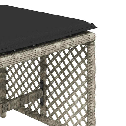 Gartenhocker mit Kissen 4 Stk. Hellgrau 41x41x36 cm Poly Rattan