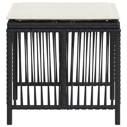 Gartenhocker mit Kissen 4 Stk. Schwarz 41x41x36 cm Poly Rattan