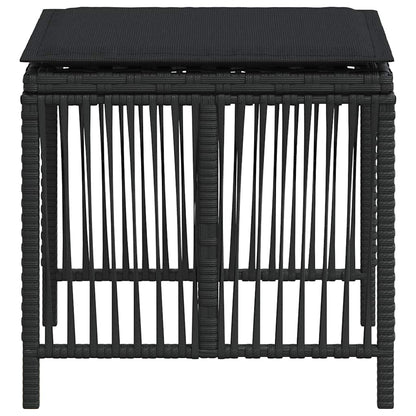 Gartenhocker mit Kissen 4 Stk. Schwarz 41x41x36 cm Poly Rattan