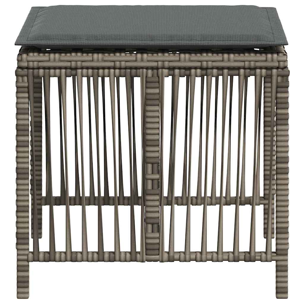 Gartenhocker mit Kissen 4 Stk. Grau 41x41x36 cm Poly Rattan