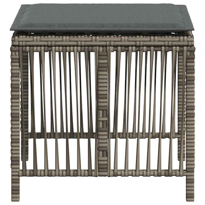 Gartenhocker mit Kissen 4 Stk. Grau 41x41x36 cm Poly Rattan