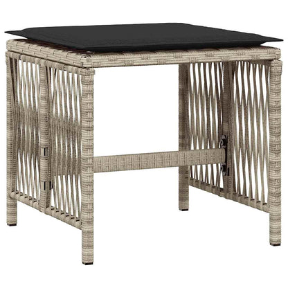 Gartenhocker mit Kissen 4 Stk. Hellgrau 41x41x36 cm Poly Rattan