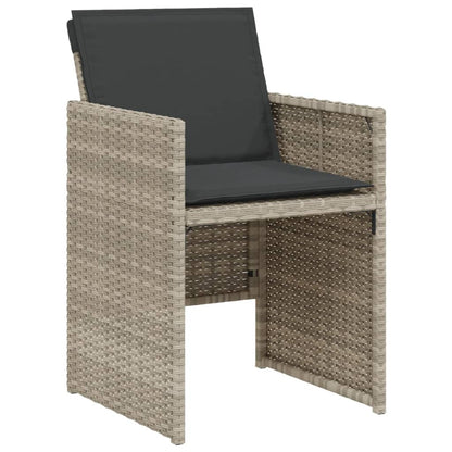 3-tlg. Bistro-Set mit Kissen Hellgrau Poly Rattan