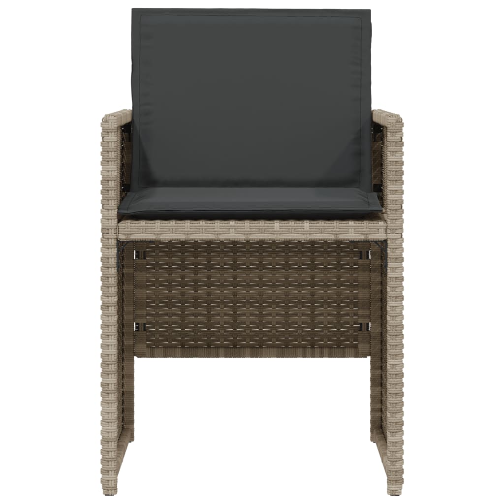 3-tlg. Bistro-Set mit Kissen Hellgrau Poly Rattan