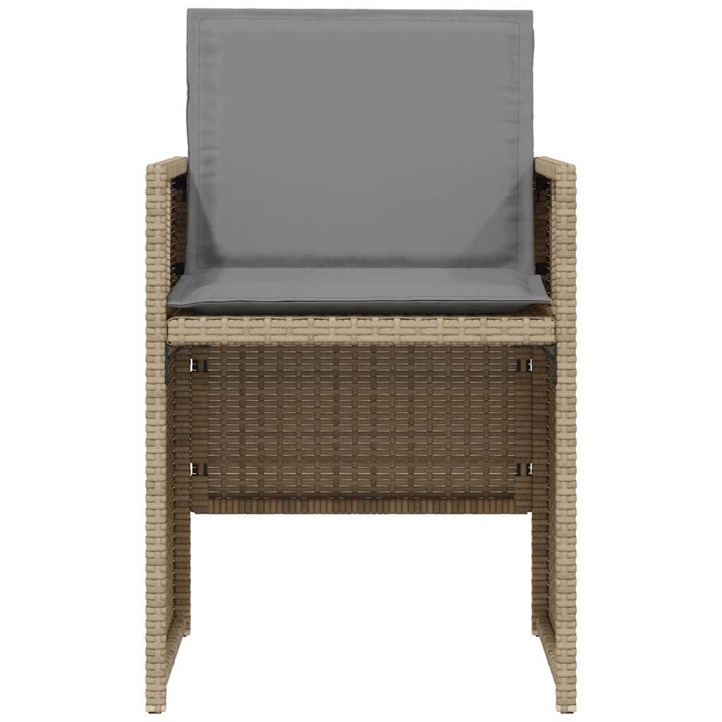 3-tlg. Bistro-Set mit Kissen Beigemischung Poly Rattan