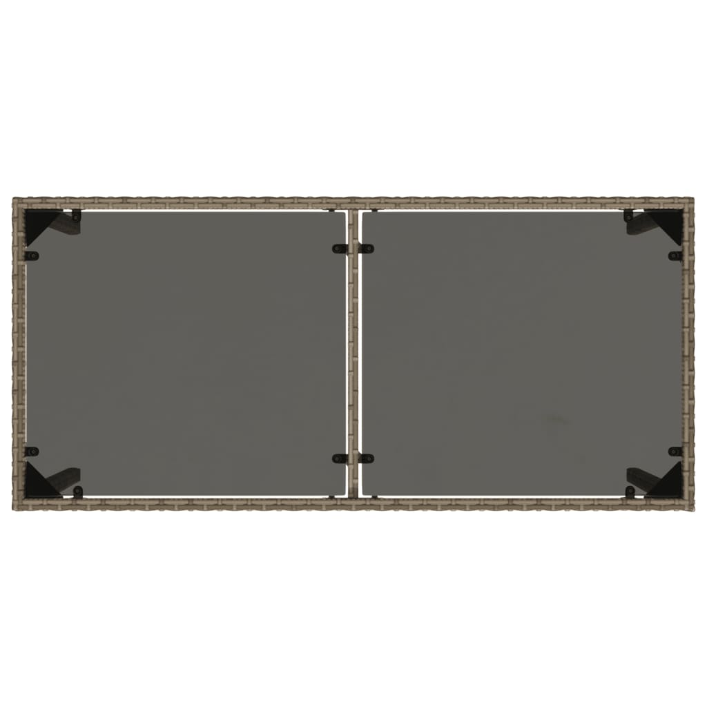 Gartentisch mit Glasplatte Grau 115x54x74 cm Poly Rattan