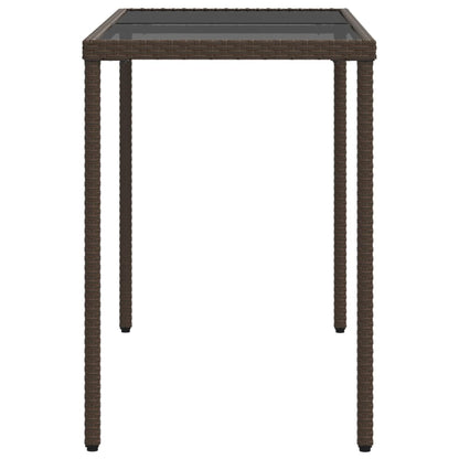 Gartentisch mit Glasplatte Braun 115x54x74 cm Poly Rattan