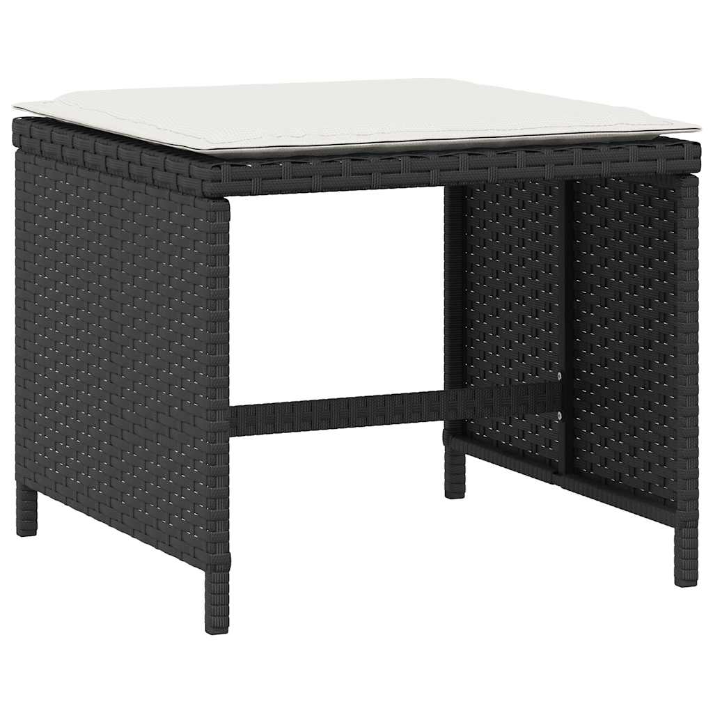 5-tlg. Garten-Essgruppe mit Kissen Schwarz Poly Rattan