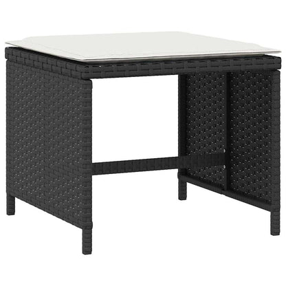 5-tlg. Garten-Essgruppe mit Kissen Schwarz Poly Rattan