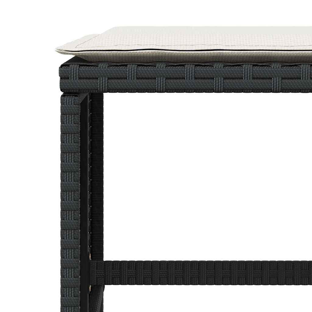 5-tlg. Garten-Essgruppe mit Kissen Schwarz Poly Rattan
