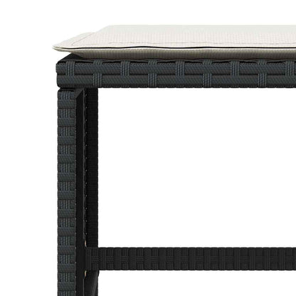 5-tlg. Garten-Essgruppe mit Kissen Schwarz Poly Rattan